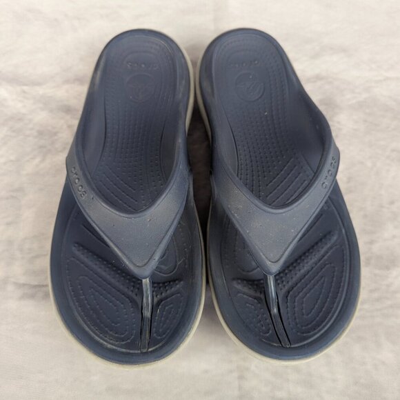 Crocs flip flops size 7 navy/gray - Picture 1 of 7